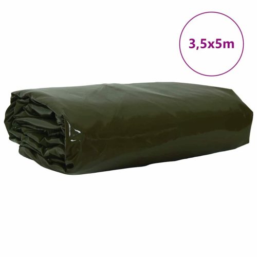  Ponyva 650g / m² Olajzöld 3,5 x 5 m Vászon PVC bevonattal