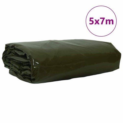  Ponyva 650g / m² Olajzöld 5 x 7 m Vászon PVC bevonattal