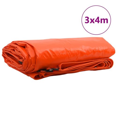  Ponyva 650g / m² Narancssárga 3 x 4 m Vászon PVC bevonattal