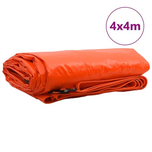  Ponyva 650g / m² Narancssárga 4 x 4 m Vászon PVC bevonattal