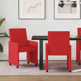    Étkező Székek kerekekkel 2 pcs Piros 57 x 66 x 94 cm Műbőr