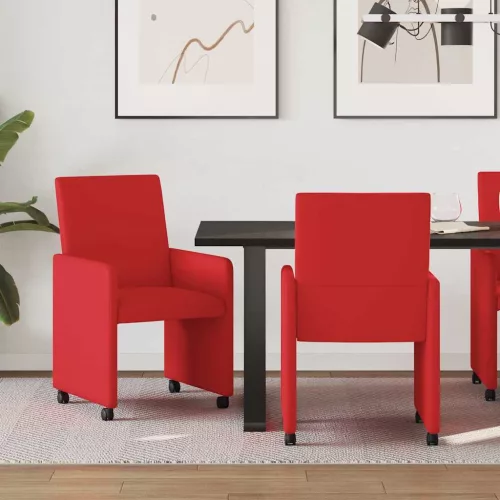  Étkező Székek kerekekkel 2 pcs Piros 57 x 66 x 94 cm Műbőr
