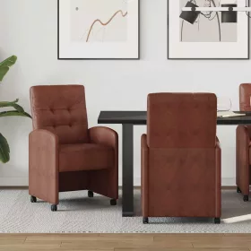    Étkező Székek 2 pcs Fényes barna 57 x 67 x 98 cm Műbőr