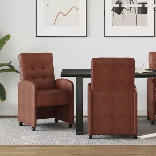  Étkező Székek 2 pcs Fényes barna 57 x 67 x 98 cm Műbőr