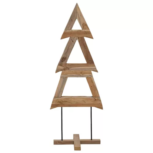  Karácsonyfa állvánnyal Barna 90 cm Tömör tíkfa