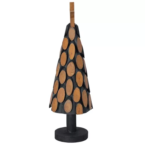  Karácsonyfa állvánnyal Barna 60 cm Tömör tíkfa