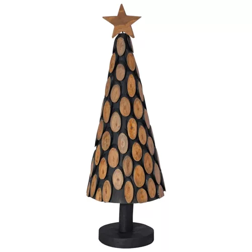  Karácsonyfa állvánnyal Barna 90 cm Tömör tíkfa