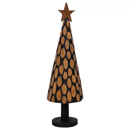  Karácsonyfa állvánnyal Barna 150 cm Tömör tíkfa