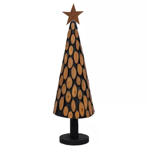  Karácsonyfa állvánnyal Barna 150 cm Tömör tíkfa