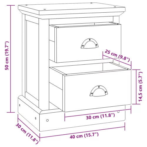  Éjjeli asztal fiókkal Természetes 40 x 30 x 50 cm Tömör Teakfa