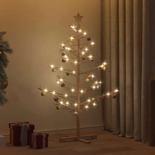  Fából készült Karácsonyfa állvánnyal Barna 125 cm Tömör fenyőfa
