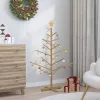  Fából készült Karácsonyfa állvánnyal Barna 125 cm Tömör fenyőfa