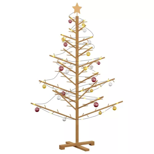  Fából készült Karácsonyfa állvánnyal Barna 150 cm Tömör fenyőfa