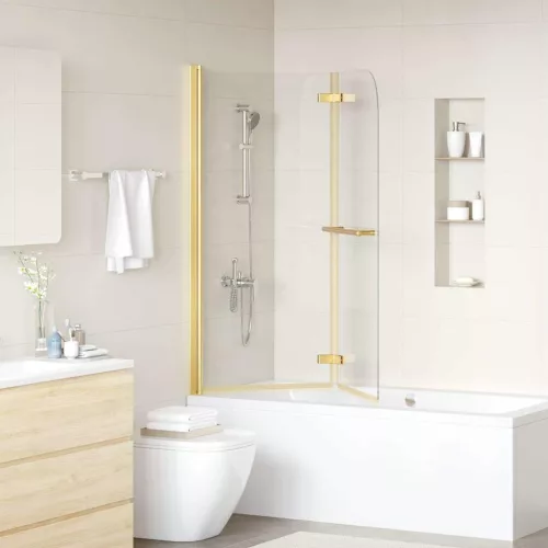  Zuhanybeépítés Arany 120 x 140 cm ESG üveg és alumínium