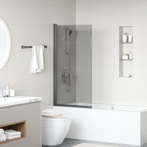 Fürdő Zuhany Képernyő Fekete 68 x 130 cm Edzett üveg