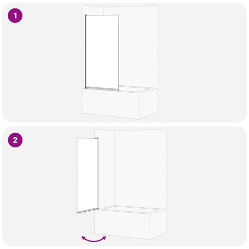 Fürdő Zuhany Képernyő Fekete 68 x 130 cm Edzett üveg