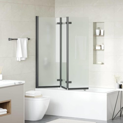  Zuhanybeépítés Fekete 130 x 138 cm ESG üveg és alumínium