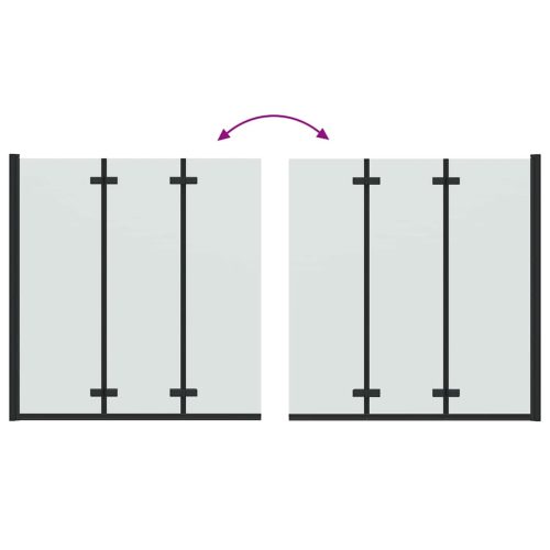  Zuhanybeépítés Fekete 130 x 138 cm ESG üveg és alumínium