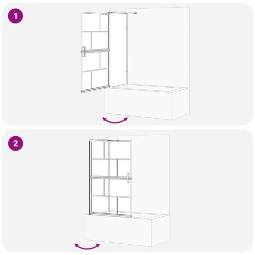  Fürdő Zuhany Képernyő Fekete és átlátszó 80 x 67 x 129.5 cm