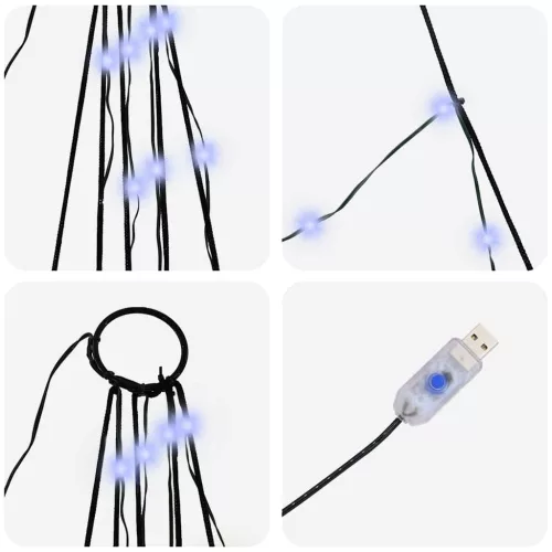  LED Karácsonyi Fenyő 112 LED-del Kék 511 cm Fém