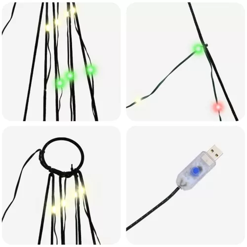  LED Karácsonyi Fenyő 276 LED-del Sokszínű 511 cm Fém