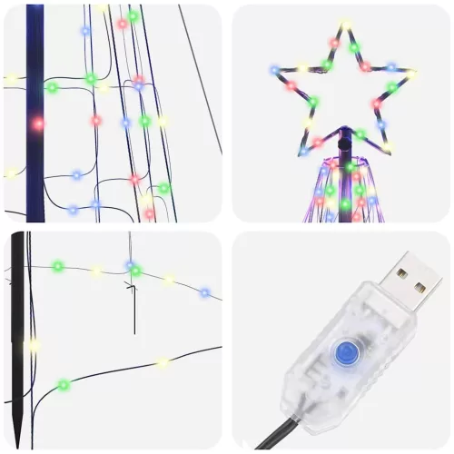  LED Karácsonyfák talajráccsal 800 LED-del Sokszínű 400 cm Vas