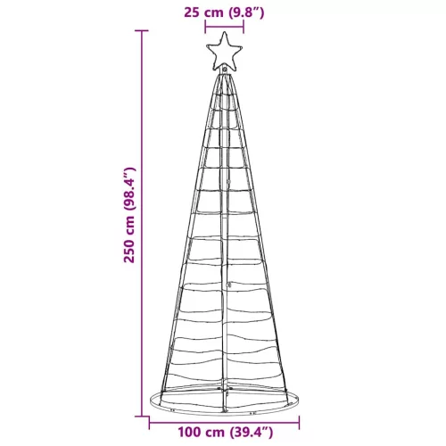  LED Karácsonyi Fenyő 390 LED-del Meleg fehér 250 cm Vas