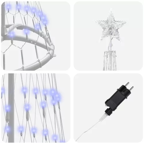  LED Karácsonyi Fenyő 230 LED-del Kék 138.5 x 138.5 x 399 cm Fém