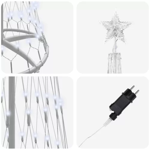  LED Karácsonyi Fenyő Hideg fehér 138.5 x 138.5 x 399 cm Fém