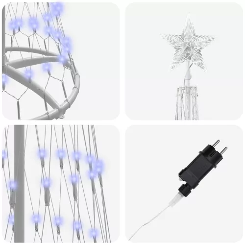  LED Karácsonyi Fenyő 290 LED-del Kék 138.5 x 138.5 x 399 cm Fém