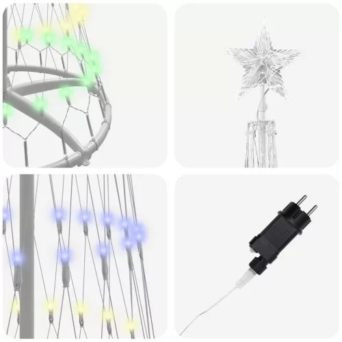  LED Karácsonyi Fenyő Sokszínű 138.5 x 138.5 x 399 cm Fém