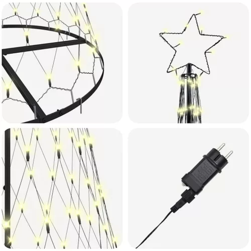  LED Karácsonyi Fenyő 295 LED-del Meleg fehér 250 cm Fém