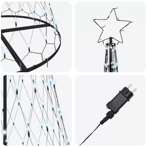  LED Karácsonyi Fenyő 295 LED-del Hideg fehér 250 cm Fém