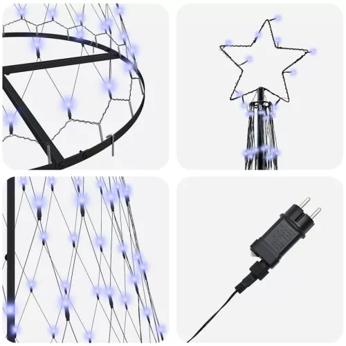  LED Karácsonyi Fenyő 290 LED-del Kék 138.5 x 138.5 x 399 cm Fém