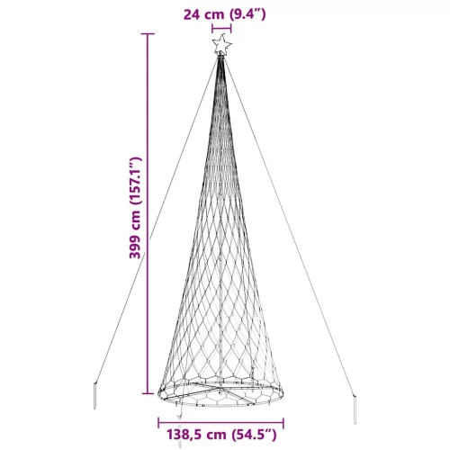  LED Karácsonyi Fenyő Sokszínű 138.5 x 138.5 x 399 cm Fém