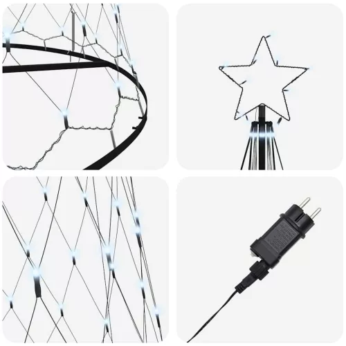  LED Karácsonyi Fenyő 555 LED-del Hideg fehér 500 cm Fém
