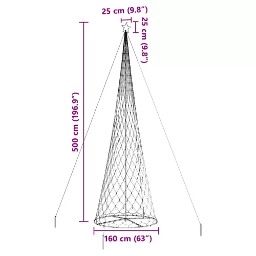  LED Karácsonyi Fenyő 555 LED-del Hideg fehér 500 cm Fém