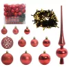 Karácsonyi Díszgömb Készlet 300 LED-del 120 pcs Piros Műanyag