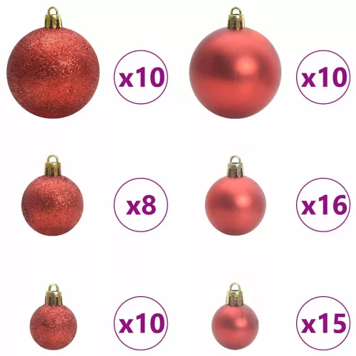  Karácsonyi Díszgömb Készlet 300 LED-del 120 pcs Piros Műanyag