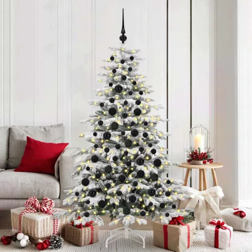  Karácsonyi Díszgömb Készlet 300 LED-del 120 pcs Fekete Műanyag