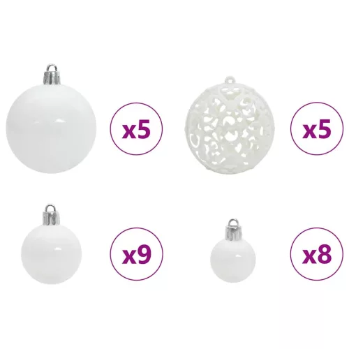  Karácsonyi Díszgömb Készlet 150 LED-del 61 pcs Fehér Műanyag