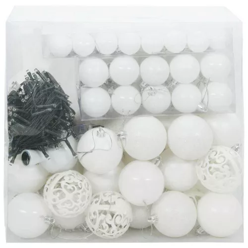  Karácsonyi Díszgömb Készlet 300 LED-del 120 pcs Fehér Műanyag