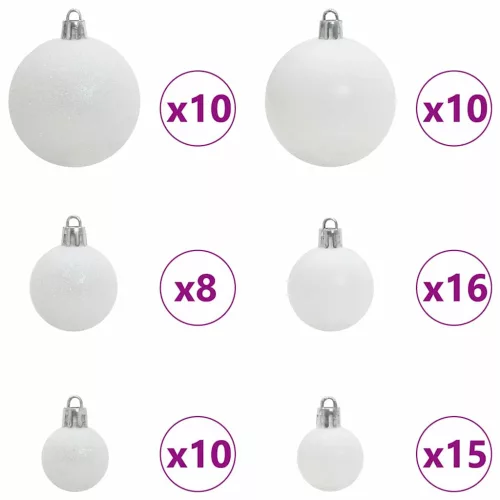  Karácsonyi Díszgömb Készlet 300 LED-del 120 pcs Fehér Műanyag