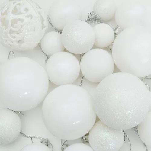  Karácsonyi Díszgömb Készlet 300 LED-del 120 pcs Fehér Műanyag