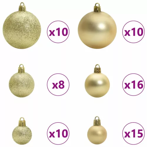  Karácsonyi Díszgömb Készlet 300 LED-del 120 pcs Arany Műanyag