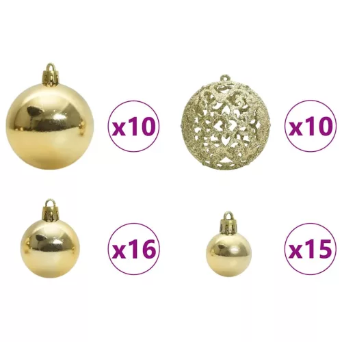  Karácsonyi Díszgömb Készlet 300 LED-del 120 pcs Arany Műanyag