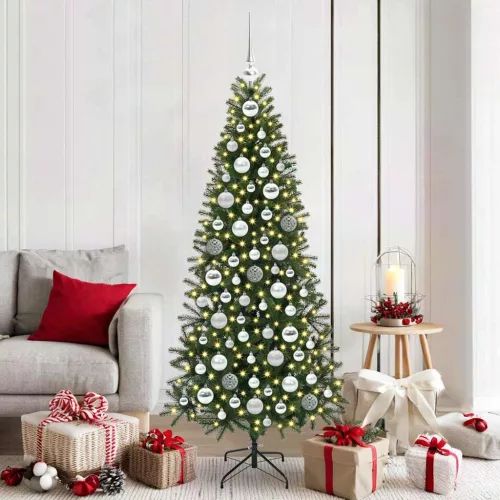  Karácsonyi Díszgömb Készlet 300 LED-del 120 pcs Ezüst Műanyag