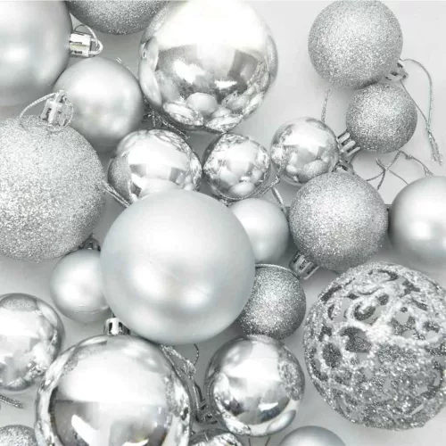  Karácsonyi Díszgömb Készlet 300 LED-del 120 pcs Ezüst Műanyag