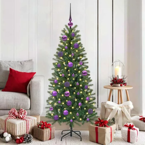  Karácsonyi Díszgömb Készlet 150 LED-del 61 pcs Lila Műanyag