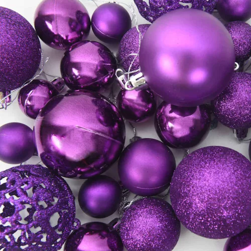  Karácsonyi Díszgömb Készlet 300 LED-del 120 pcs Lila Műanyag